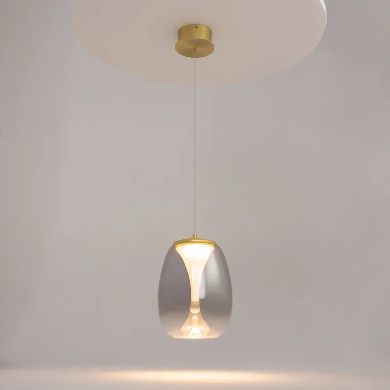 Professionale Lampada a sospensione a LED con pendente singolo e diffusore in doppio vetro - 7W - Lumen 280 - 3000k Luce Calda - IP20