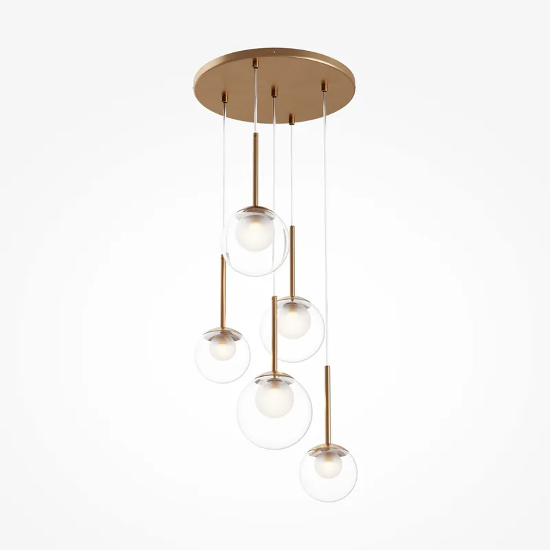 Promozione Esclusiva Lampada a sospensione in metallo con 5 diffusori a boccia in vetro - 20W - IP20