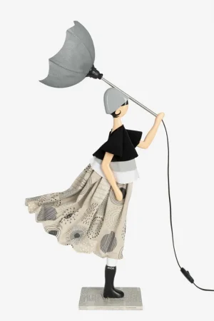 Lampada da tavolo in legno e paralume in tessuto "Little Girl" Salomi - 60W - IP20 Sconto