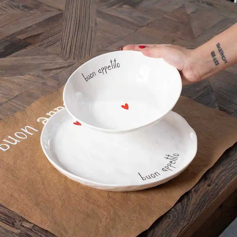 Set 2 piatti piani in ceramica dal design moderno Offerta Del Giorno