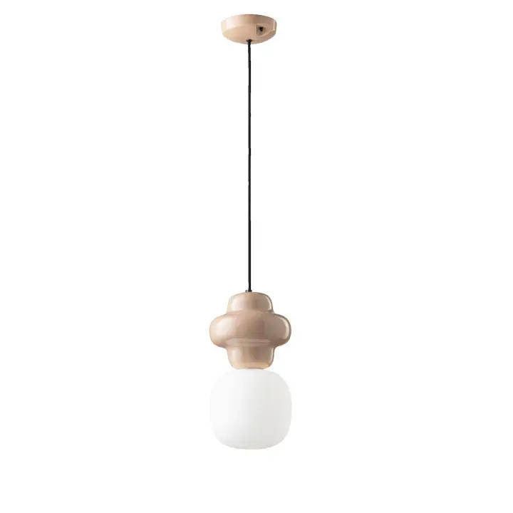 Compra Online Lampada a sospensione in ceramica con singolo diffusore pendente in vetro - 60W - IP20