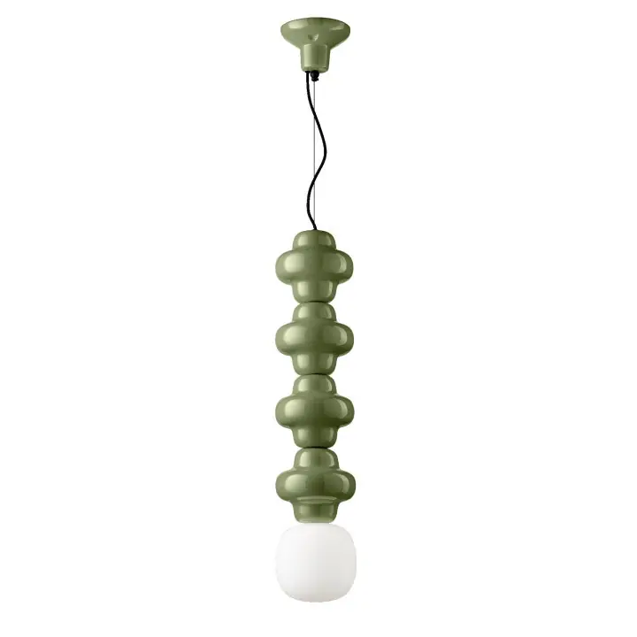 Sconto Lampada a sospensione 4 elementi in ceramica diffusore pendente in vetro - 60W - IP20