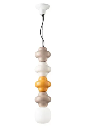 Ultimissimo Modello Lampada a sospensione 4 elementi misti in ceramica diffusore pendente in vetro - 60W - IP20
