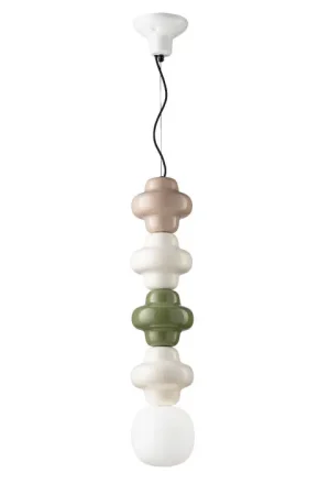 Lampada a sospensione 4 elementi misti in ceramica diffusore pendente in vetro - 60W - IP20 Economico
