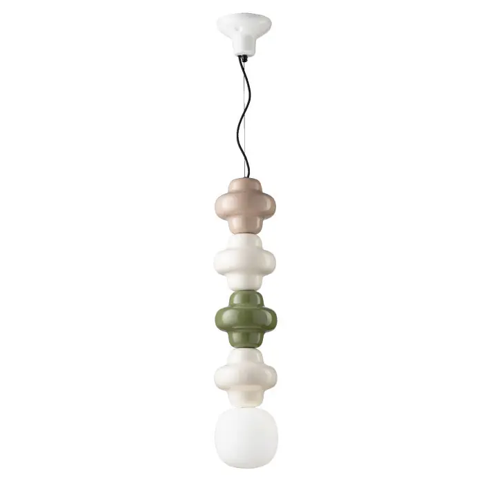 Lampada a sospensione 4 elementi misti in ceramica diffusore pendente in vetro - 60W - IP20 Economico