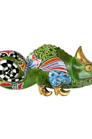 Soddisfatti O Rimborsati Scultura da tavolo in resina dal design eclettico con Camaleonte Camilla