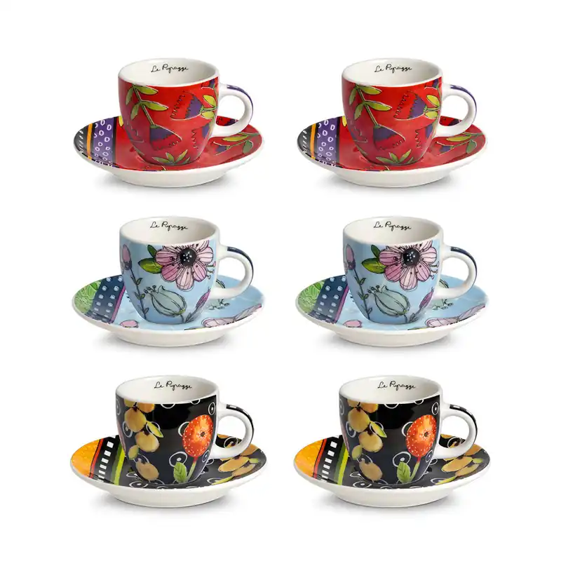 Acquista Ora Set 6 tazze da caffè in porcellana dal design elegante