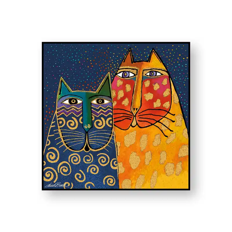 Quadretto da parete in tela dipinto a mano Gatto Blu Ultimissimo Modello