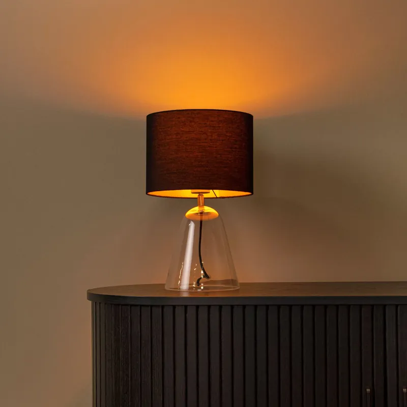Non Perdere Lampada da tavolo grande con base in vetro e diffusore in tessuto - 1W - IP20