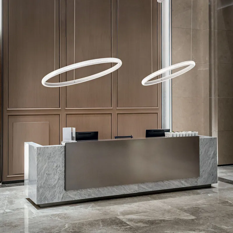 Consegna Rapida Lampada a sospensione media in alluminio con diffusore a led - 37W - Lumen 4900 - 3000k Luce Calda - IP20