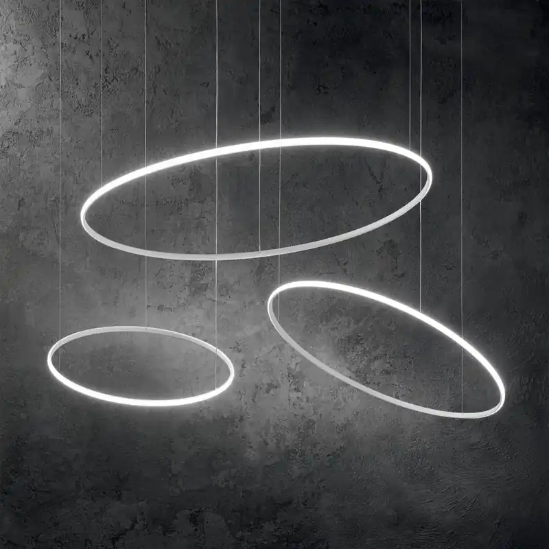 Lampada a sospensione a led con diffusore rotondo in metallo grande - 46W - Lumen 5950 - 3000k Luce Calda - IP20 Prezzo Scontato