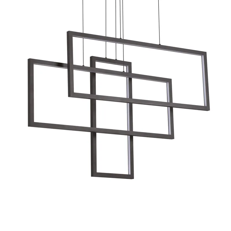 Novità Lampada a sospensione a led con 3 diffusori rettangolari in acrilico - 30W - Lumen 10050 - 3000k Luce Calda - IP20