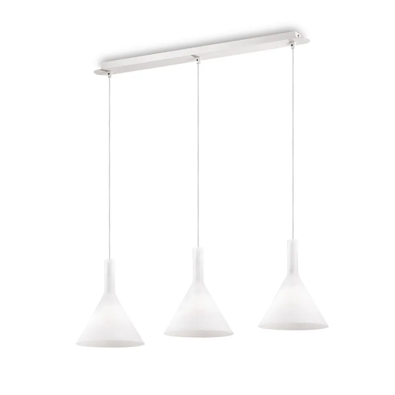 Quantità Limitata Lampada a sospensione lineare moderna in metallo con 3 diffusori in vetro - 40W - IP20