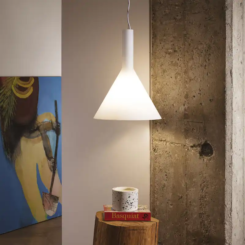 Lampada a sospensione moderna in metallo con diffusore in vetro grande - 60W - IP20 Prezzo Conveniente