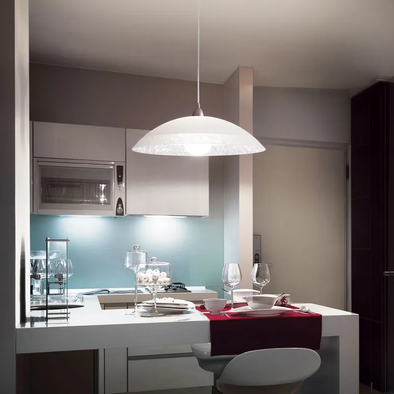 Lampada a sospensione con diffusore in vetro decorato dal design moderno - 60W - IP20 Occasione Imperdibile