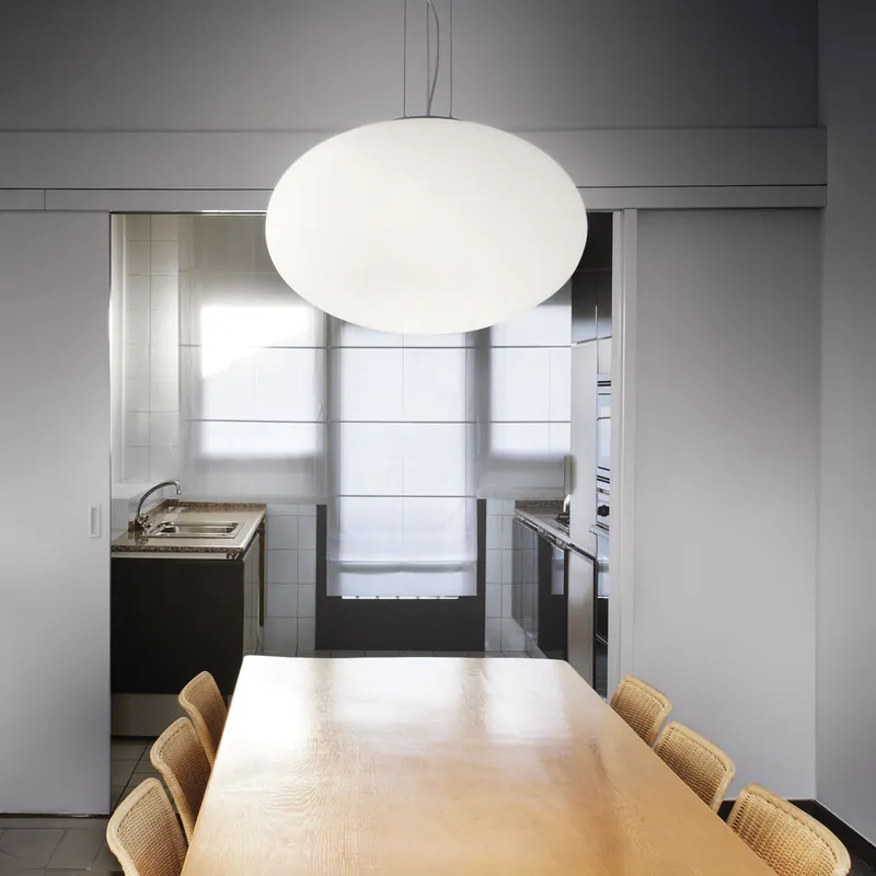 Quantità Limitata Lampada a sospensione moderna con diffusore in vetro ovale acidato grande - 42W - IP20