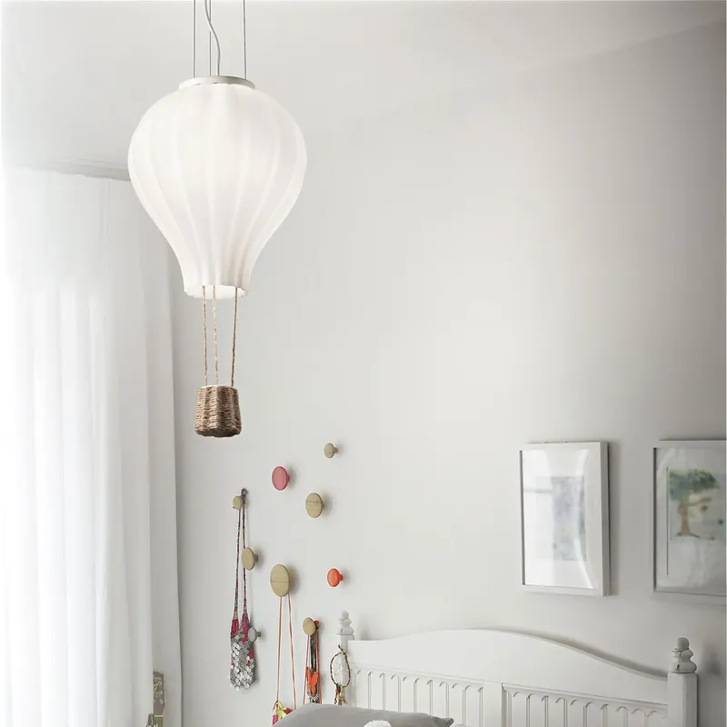 Compra Adesso Lampada a sospensione in metallo diffusore in vetro grande con forma mongolfiera - 42W - IP20
