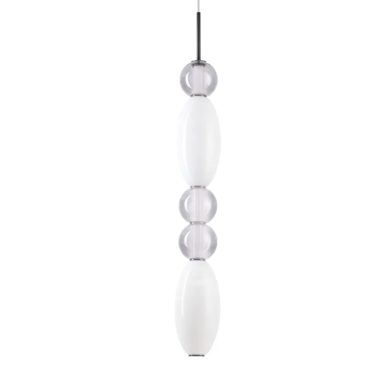 Lampada a sospensione alta a led in metallo diffusore in vetro design elegante - 39W - Lumen 5050 - 3000k Luce Calda - IP20 Occasione