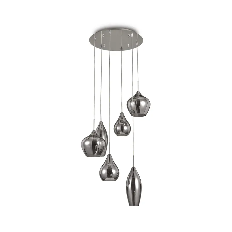 Pagamento Sicuro Lampada a sospensione rotonda in metallo con diffusori in vetro soffiato - 40W - IP20