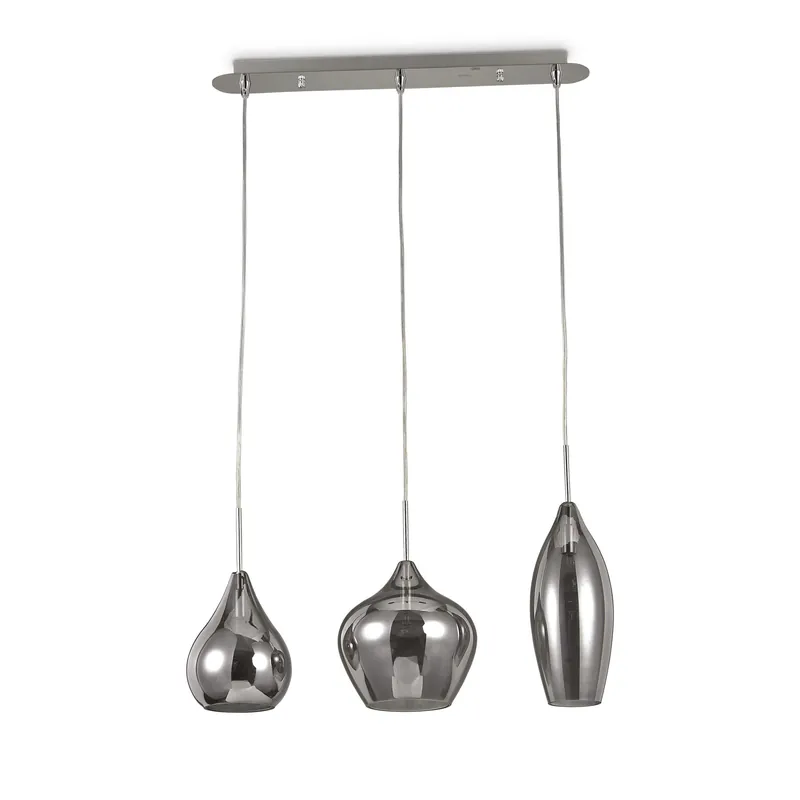 Affare Lampada a sospensione lineare in metallo con 3 diffusori in vetro soffiato - 40W - IP20