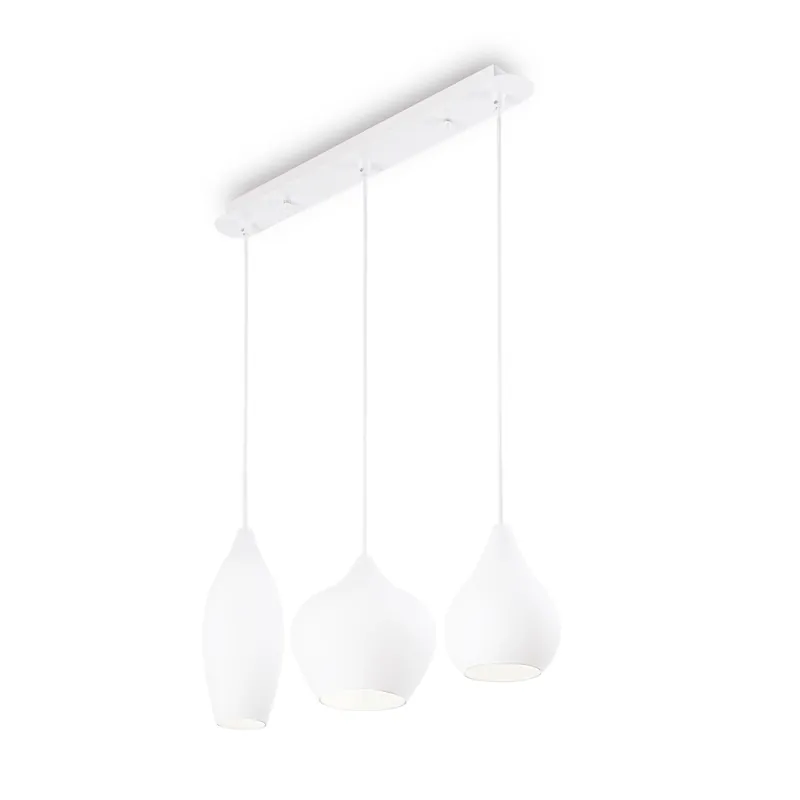 Lampada a sospensione lineare in metallo con 3 diffusori in vetro soffiato - 40W - IP20 Bestseller