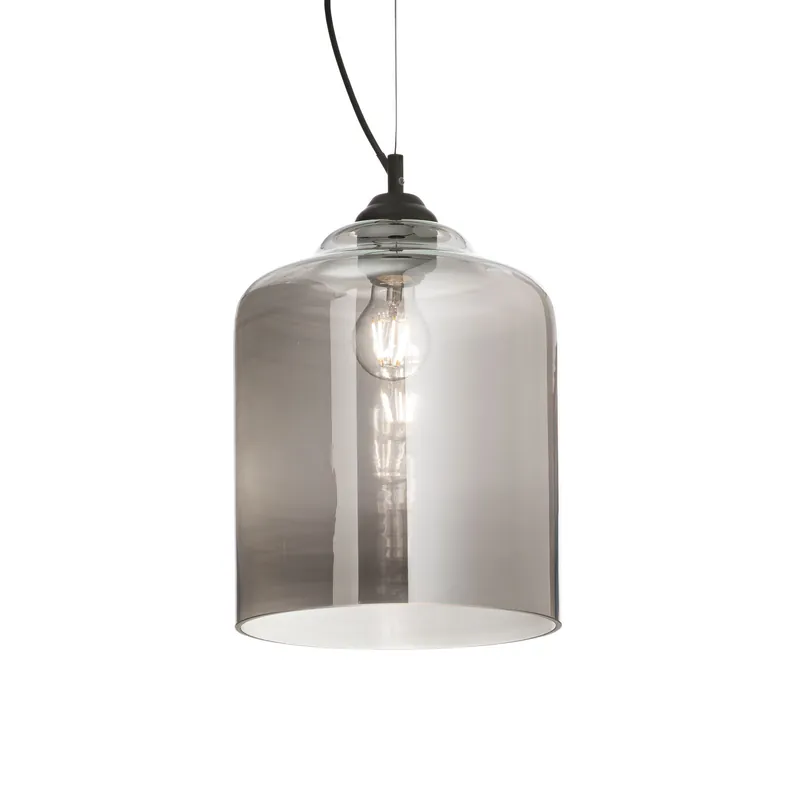 Sconto Lampada a sospensione industrial in metallo e diffusore in vetro a cilindro - 60W - IP20