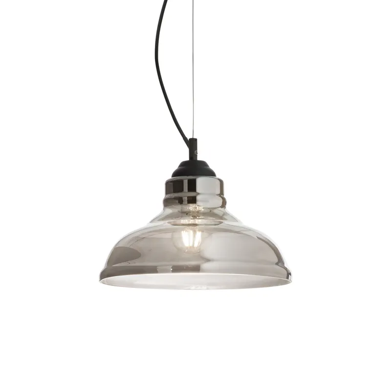Occasione Imperdibile Lampada a sospensione industrial in metallo e diffusore in vetro a campana - 60W - IP20