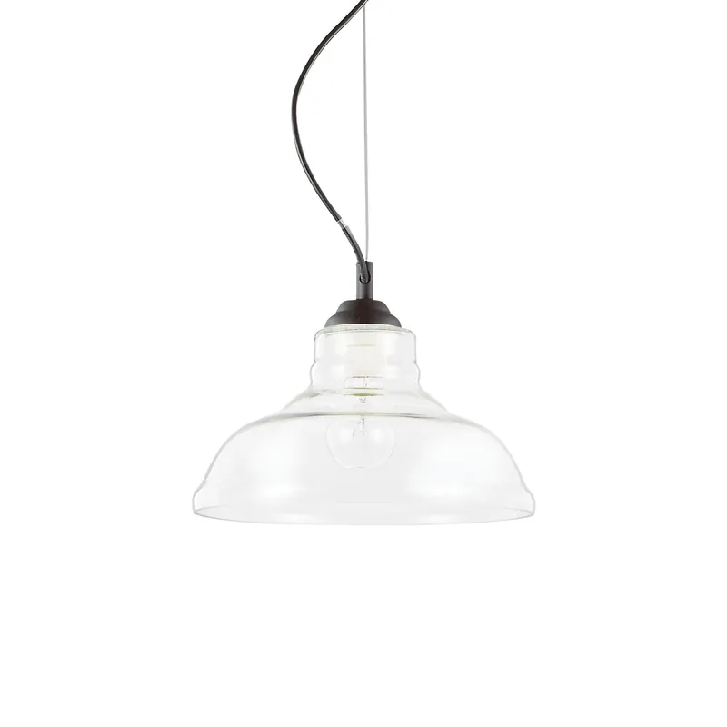 Lampada a sospensione industrial in metallo e diffusore in vetro a campana - 60W - IP20 Popolare