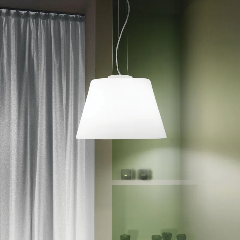 Reso Gratuito Lampada a sospensione moderna con diffusore in vetro bianco acidato - 60W - IP20
