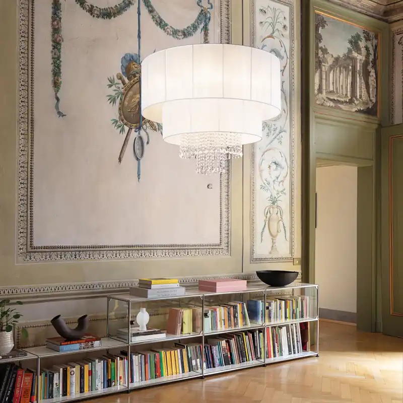 Soddisfatti O Rimborsati Lampada a sospensione grande con paralume in PVC e pendagli in cristallo - 60W - IP20