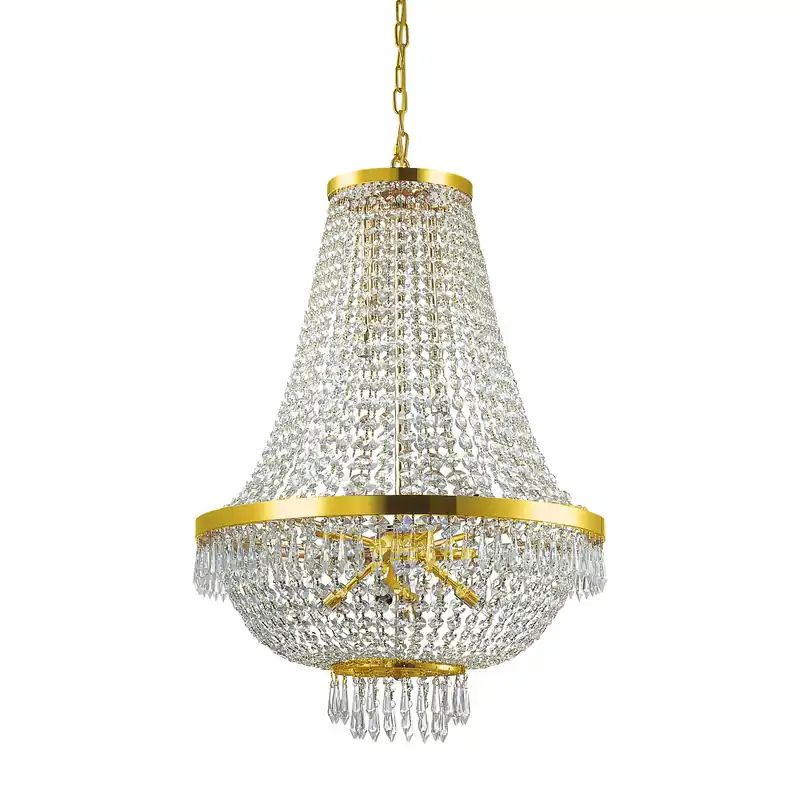 Spedizione Espresso Lampadario classico grande con struttura in metallo e elementi in cristallo - 4W - IP20
