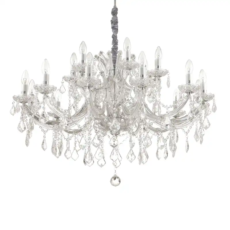 Lampadario grande in metallo elementi decorativi in vetro soffiato e cristallo - 40W - IP20 Sconto