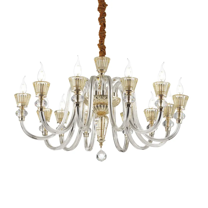 Quantità Limitata Lampadario medio in metallo finitura oro bracci in vetro soffiato e cristallo - 40W - IP20