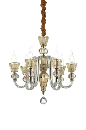 Vendita Finale Lampadario piccolo in metallo finitura oro bracci in vetro soffiato e cristallo - 40W - IP20