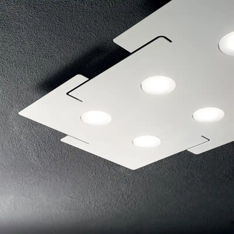 Professionale Plafoniera a led rettangolare in metallo con 6 diffusori in plicorbonato - 15W - IP20