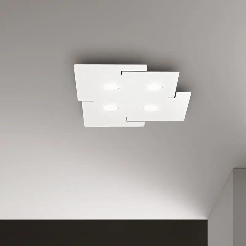Più Venduto Plafoniera a led quadrata in metallo con 4 diffusori in plicorbonato - 15W - IP20