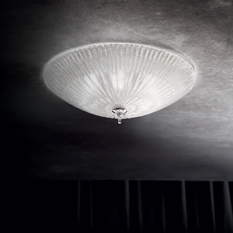 Plafoniera piccola struttura in metallo e diffusore in vetro rotondo - 60W - IP20 Occasione
