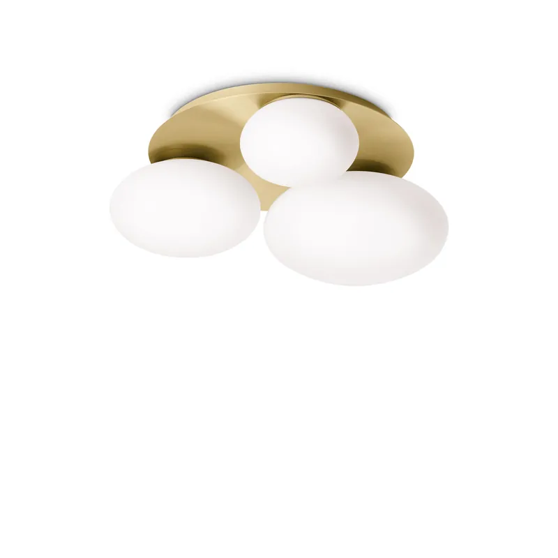 Prezzo Ridotto Lampada da soffitto grande rotonda in metallo con 3 diffusori in vetro acidato - 15W - IP20