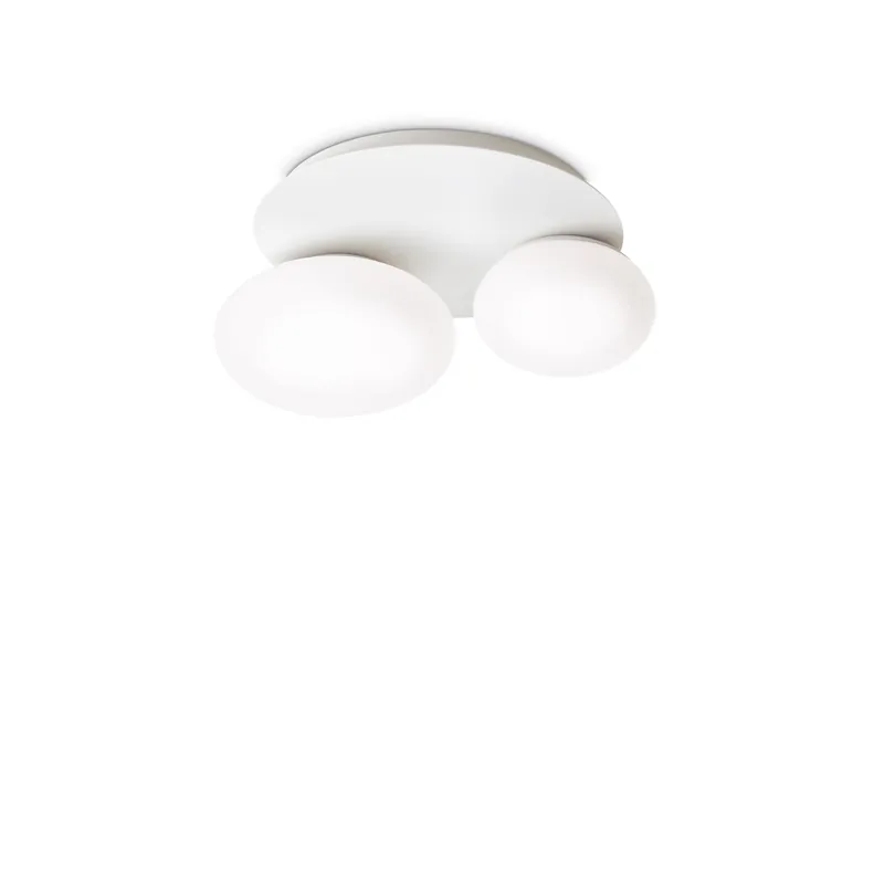 Lampada da soffitto rotonda in metallo con 2 diffusori in vetro acidato - 15W - IP20 Promozione Esclusiva