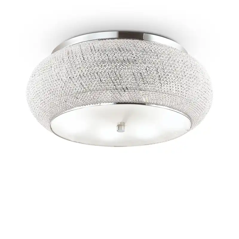 Plafoniera grande struttura in metallo e diffusore in perle di cristallo - 40W - IP20 Acquista Ora