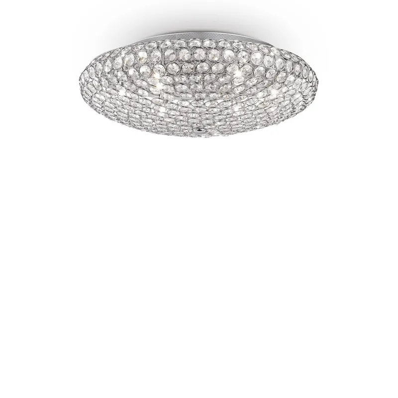 Plafoneira grande struttura in metallo e diffusore con cristallo ottagonali - 40W - IP20 Pagamento Sicuro