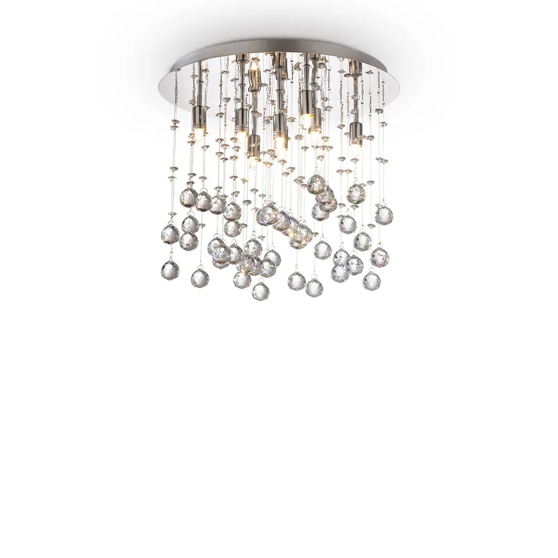Plafoniera piccola in metallo placcato e pendenti con sfere di cristallo - 40W - IP20 Offerta Del Giorno
