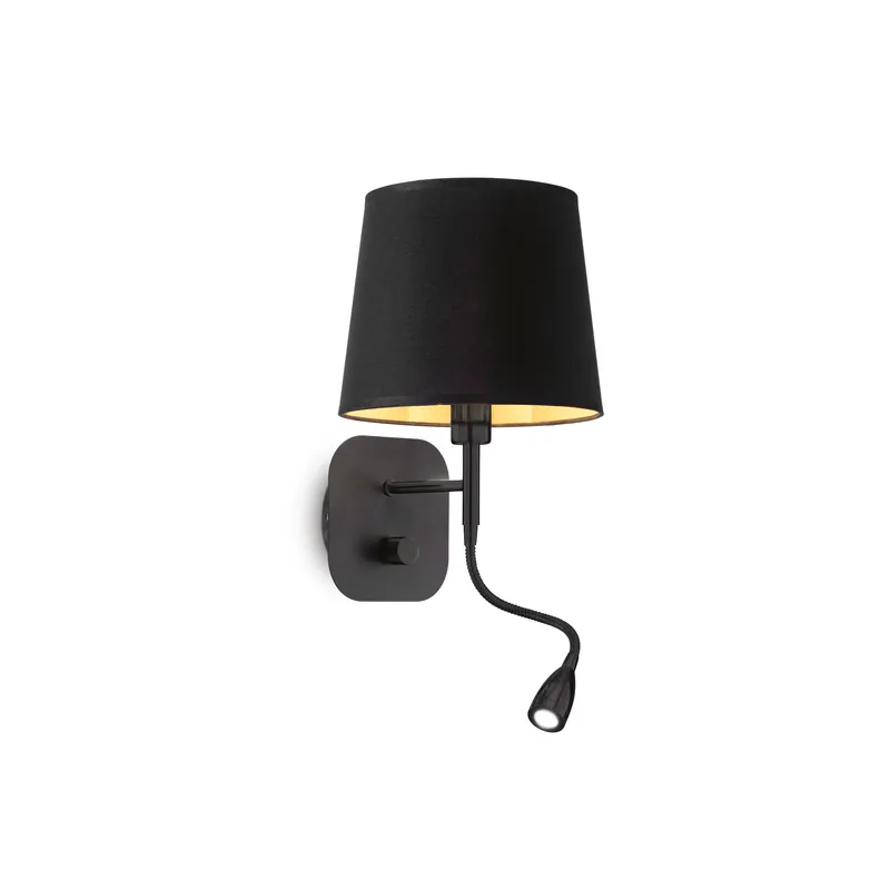 Applique da parete con struttura in metallo e paralume in tessuto - 2W - Lumen 130 - 3000k Luce Calda - IP20 Economico