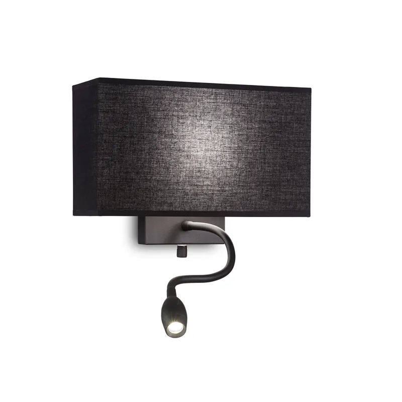 Novità Applique da parete moderna con struttura in metallo e paralume in tessuto - 60W - Lumen 50 - 3000k Luce Calda - IP20