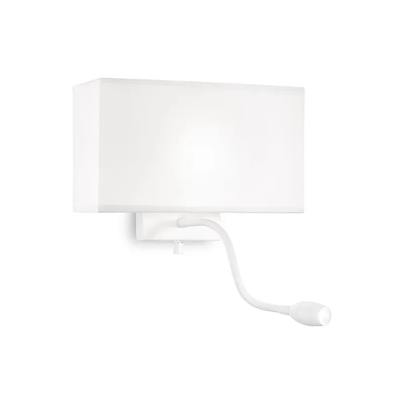 Professionale Applique da parete moderna con struttura in metallo e paralume in tessuto - 60W - Lumen 50 - 3000k Luce Calda - IP20
