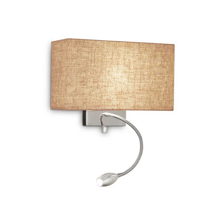 Applique da parete moderna con struttura in metallo e paralume in tessuto - 60W - Lumen 50 - 3000k Luce Calda - IP20 Nuova Collezione