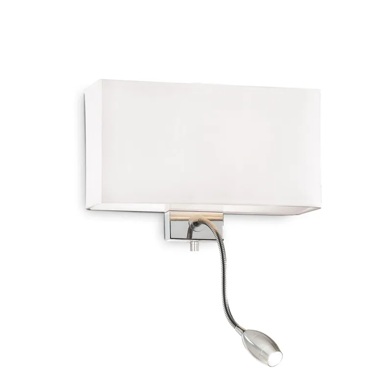 Applique da parete moderna con struttura in metallo e paralume in tessuto - 60W - Lumen 50 - 3000k Luce Calda - IP20 Professionale