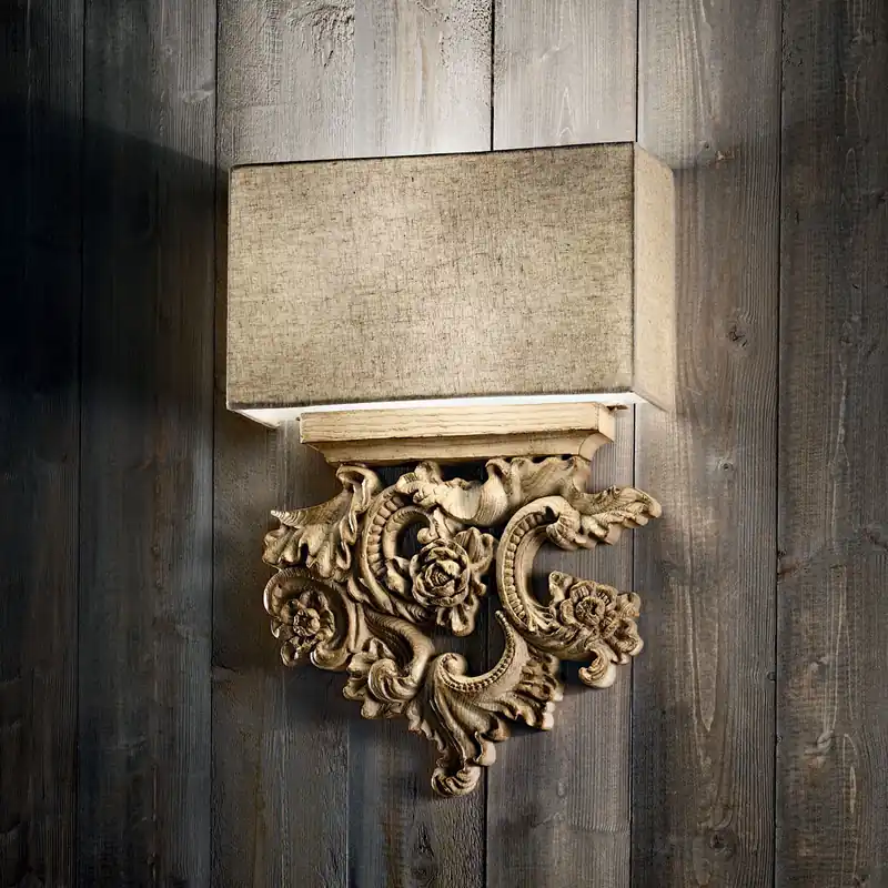 Applique da parete rustica con struttura in resina e paralume in pvc - 40W - IP20 Compra Adesso