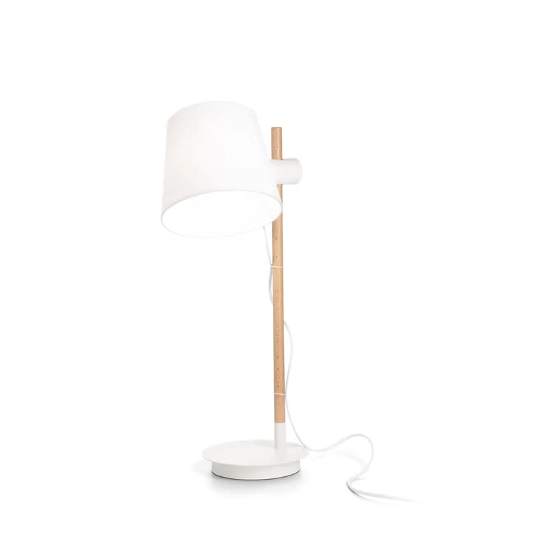 Compra Oggi Stesso Lampada da tavolo con struttura in metallo e legno e diffusore in tessuto - 60W - IP20