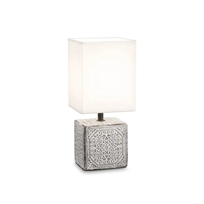 Lampada da tavolo struttura in ceramica e diffusore in tessuto - 40W - IP20 Ultime Pezzi